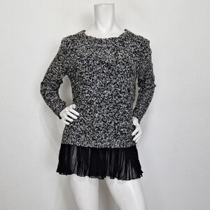 Katsumi Black White Textured Layered Academia Knit Sweater Tunic/Dress Size M/L
